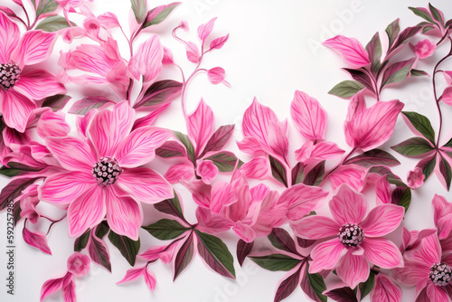 Beautiful pink flowers on white background. Digitally generated image © 0livia
