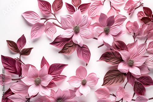 Beautiful pink flowers on white background. Digitally generated image