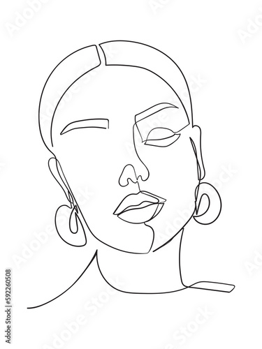 Female Face Continuous Line Drawing. Good for Prints, T-shirt, Banners, Slogan Design Modern Graphics Style