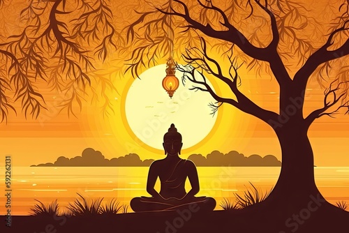 Bonne f  te du Vesak. Fond d illustration vectorielle. Magha Puja  Asanha Puja  Visakha Puja Day  concept de vacances bouddhistes.