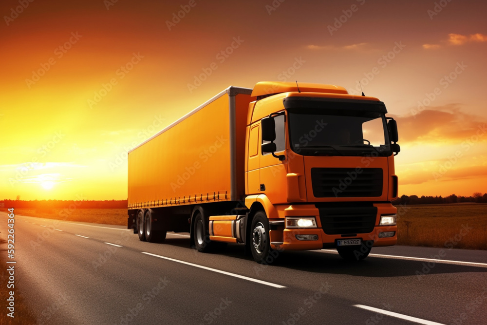 Trucks with cargo. Created with generative Ai technology Trucks with cargo. Created with generative Ai technology
