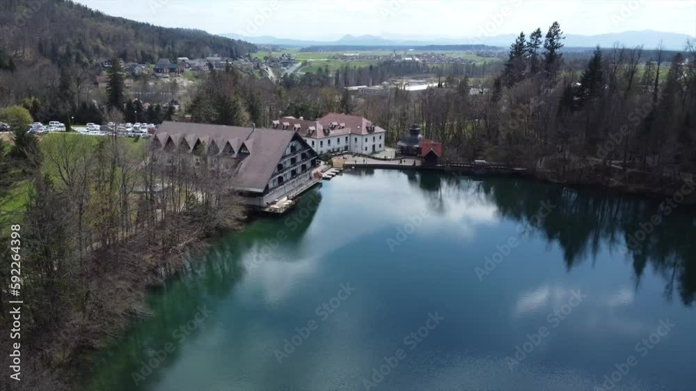 Fly dron over lake Fly dron over lake