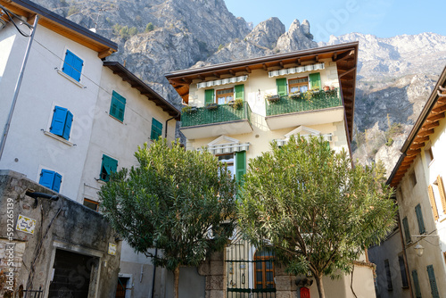 The view of town of Limone del Garda on Lake Garda. Province of Brescia, Lombardia, Italy.