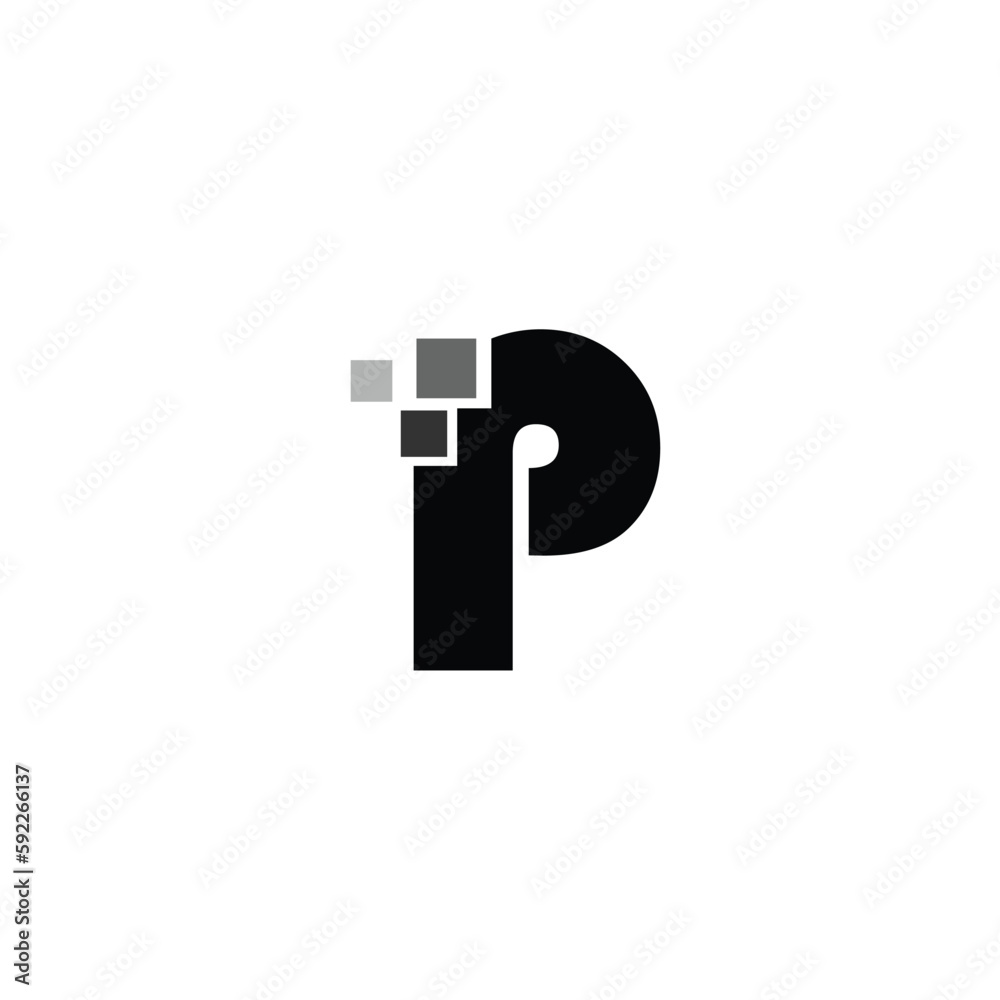 Letter P Pixel Logo Design Element Letter P Pixel Logo Design Element