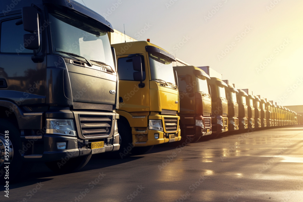 Trucks With Cargo Created With Generative Ai Technology Stock