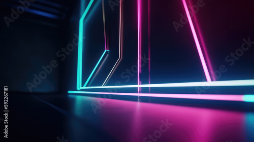 Futuristic background with neon shapes and lights © ZEKINDIGITAL