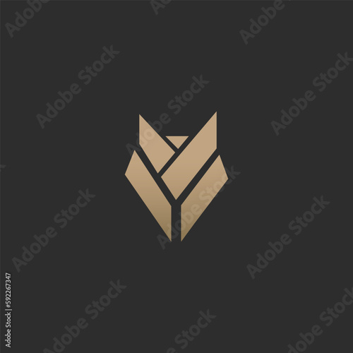 Abstract luxury wolf head logo design template