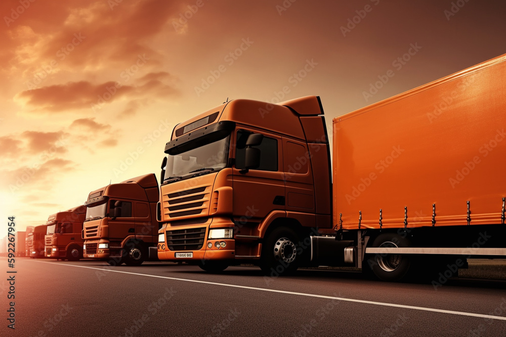Trucks With Cargo Created With Generative Ai Technology Stock