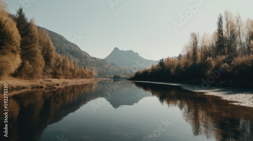 Beautifull landscape with mountain and river