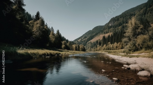 Beautifull landscape with mountain and river © ZEKINDIGITAL