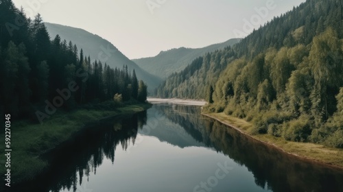 Beautifull landscape with mountain and river