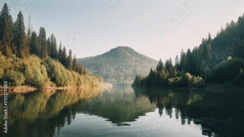 Beautifull landscape with mountain and river