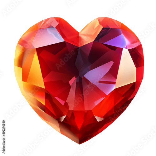 Abstract rainbow coloured heart white background.   Valentine Heart vector icon. Diamond heart art illustration.  Valentines, Merry Christmas, easter heart isolated icons, logo, print, diamond