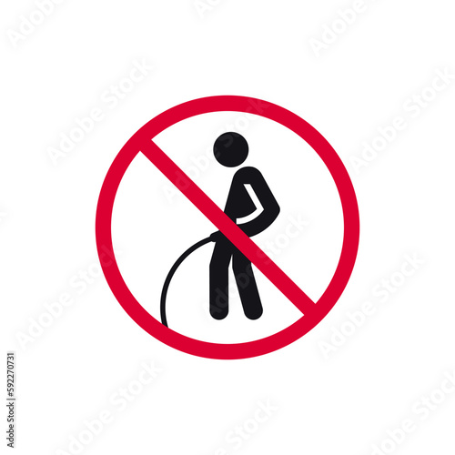 No peeing on the floor prohibited sign, forbidden modern round sticker, vector illustration.