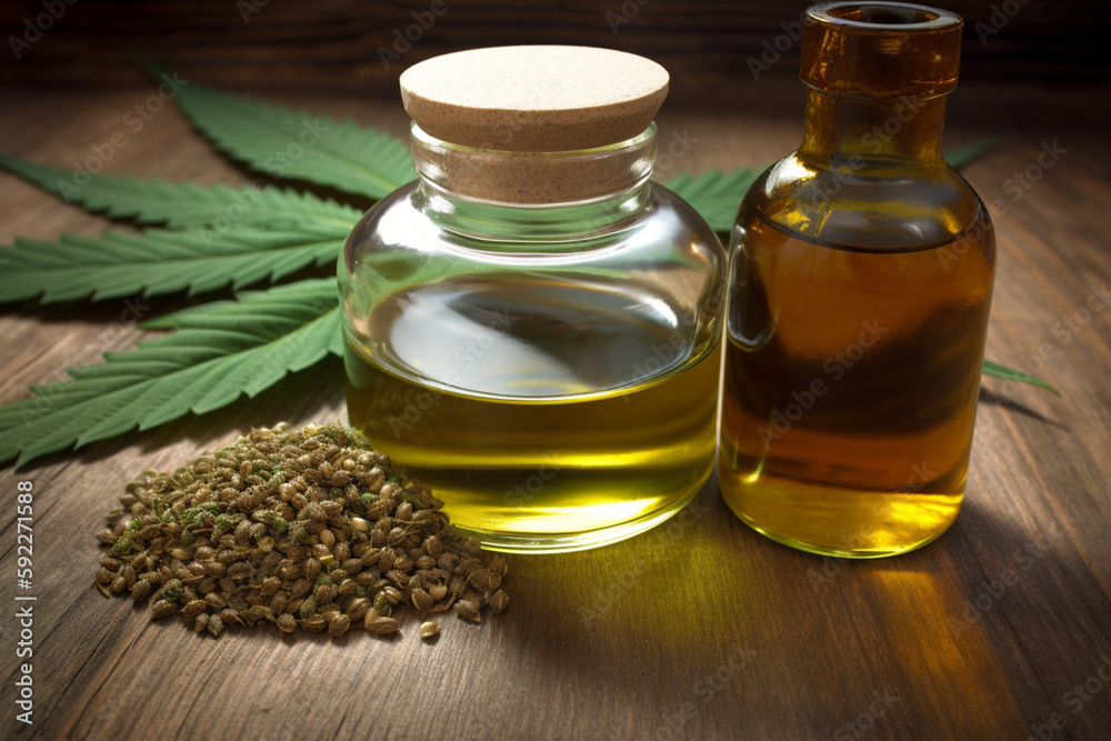 Hemp oil background. Created with generative Ai technology. Hemp oil background. Created with generative Ai technology.