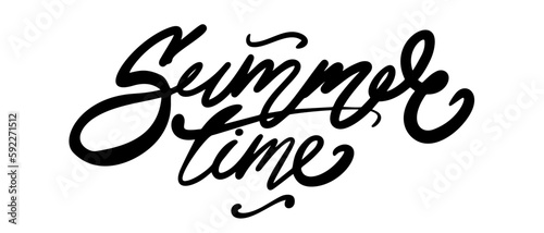 Lettering with phrase summer time. Hand written script modern calligraphy for cards, prints, posters and banners.
