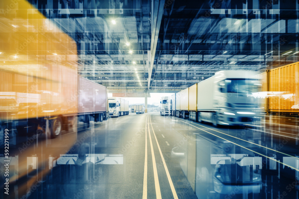 Trucks With Cargo Created With Generative Ai Technology Stock