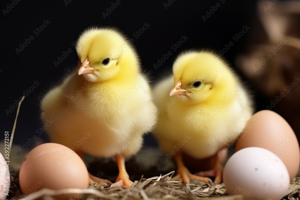 cute chicks with eggs