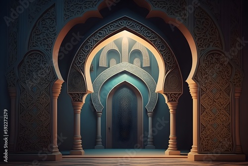 Islamic interior architectural details - Generative AI
