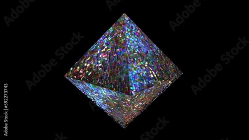 Neon Disco Octahedron ball seamless  loop animation for music broadcast TV, night clubs, music videos, LED screens and projectors, glamour , fashion ,events, jazz, pops, funky and disco party.
