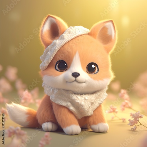 A cute fox toy. Perfect for children's room decor or as a gift. AI generative. photo