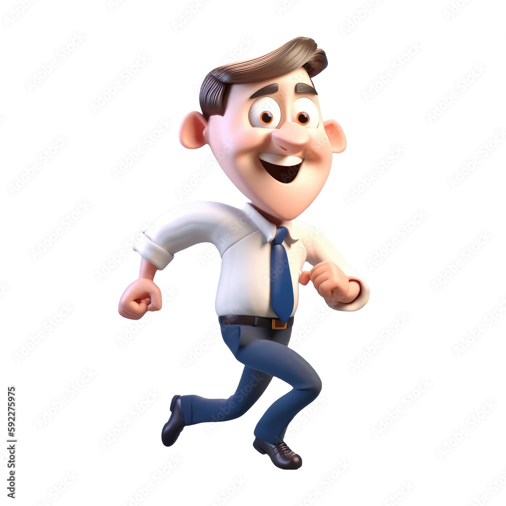 3d icon cute Young smiling Happy running businessman man, people character illustration. Cartoon boy minimal style on Isolated Transparent png background. Generative ai 3d icon cute Young smiling Happy running businessman man, people character illustration. Cartoon boy minimal style on Isolated Transparent png background. Generative ai