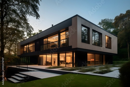 modern house in the evening