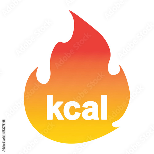Energy fat burn kcal fire icon. Kilocalorie logo vector weight fitness flame graphic icon illustration. kilocalorie symbolic emblem for food products cover designation, fat burning. photo