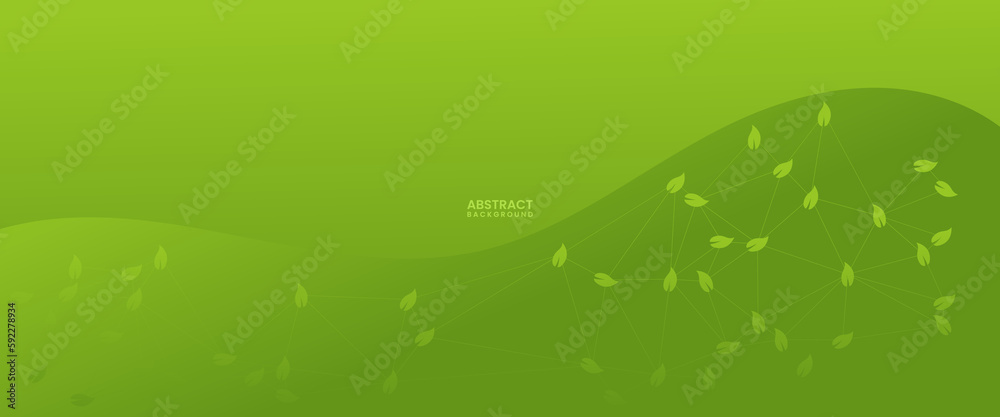 abstract green colorful geometric background with triangle shape pattern and leaf