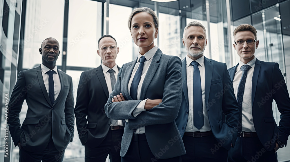 Fototapeta premium Successful Corporate Team of Different Ethnicities. Generative AI.