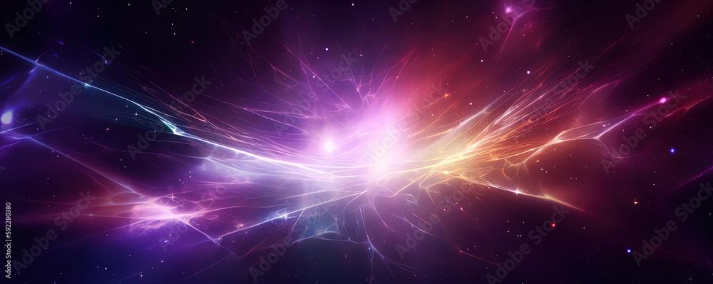 Weltall Hintergrund Banner mit Lichtblitz, Generative AI Weltall Hintergrund Banner mit Lichtblitz, Generative AI