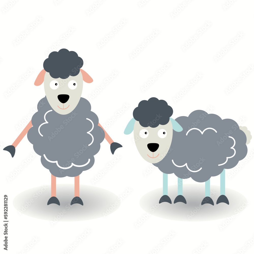 Cute sheep with illustrations of standing, sideways. Vector Cute sheep with illustrations of standing, sideways. Vector