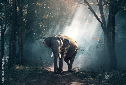 elephant in the forest photo