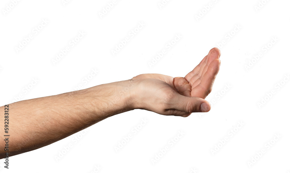 man holding out his hand with a something. Isolated object. png man holding out his hand with a something. Isolated object. png