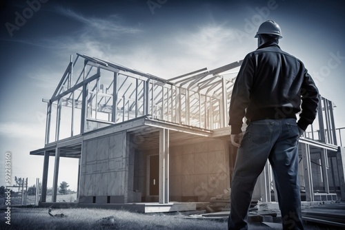 House under construction, b...