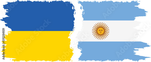 Argentina and Ukraine grunge flags connection vector