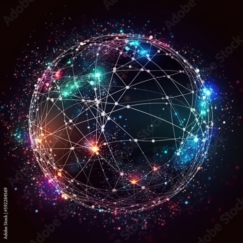 Global network connection. Big data analytics and business concept, world map point and line composition concept of global business. generative ai
