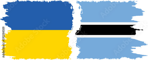 Botswana and Ukraine grunge flags connection vector