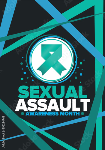 Sexual Assault Awareness Month in April. Annual campaign to promote education and the prevention of sexual violence. Social awareness symbol. Stop violence. Vector illustration