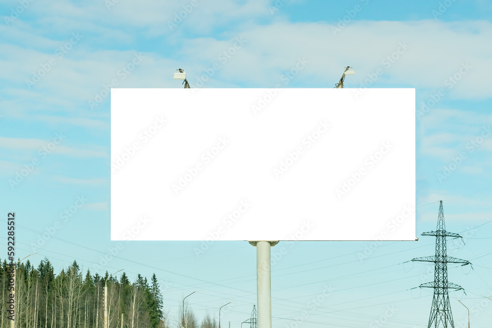 Large advertising blank billboard outside the city for images, text, business advertising.