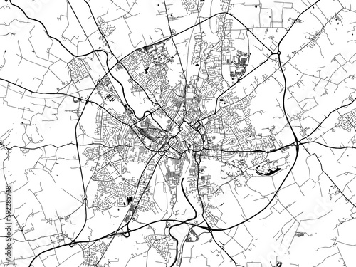 A vector road map of the city of  York in the United Kingdom on a white background.