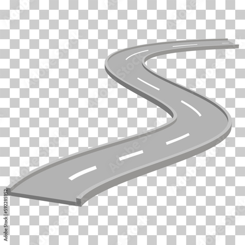 Curved road with white markings or winding highway