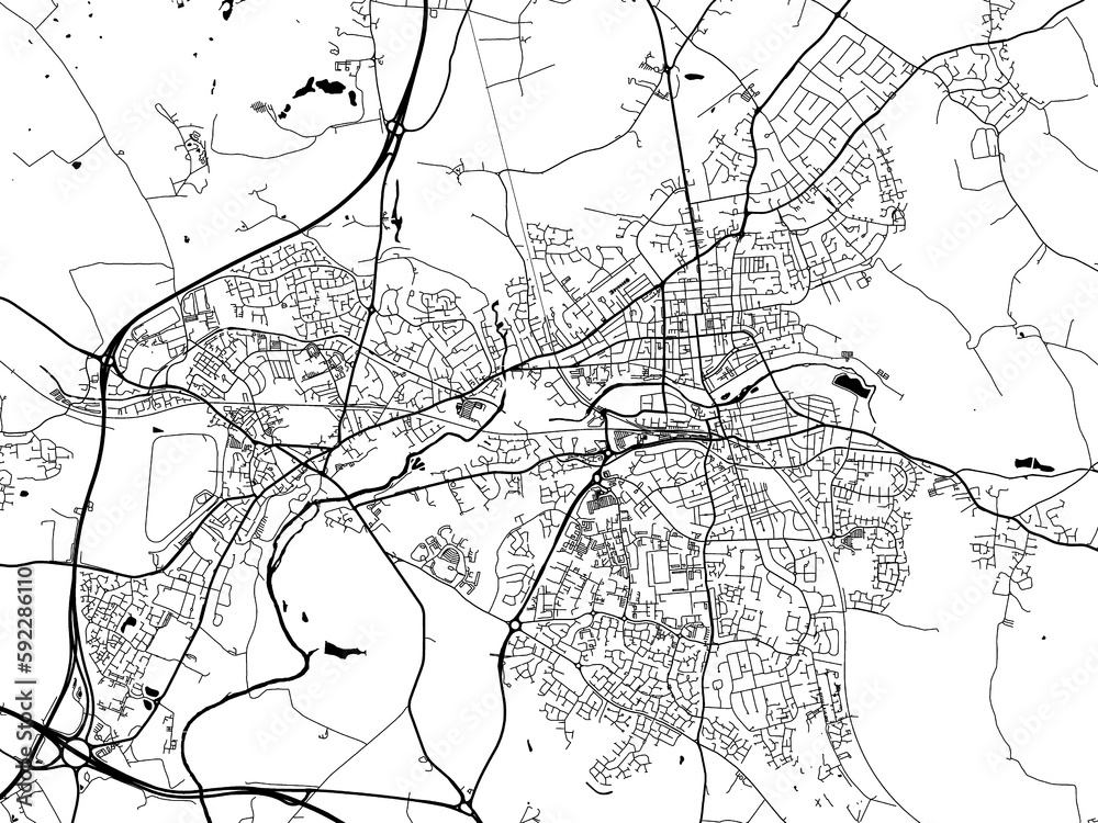 Fototapeta premium A vector road map of the city of Royal Leamington Spa in the United Kingdom on a white background.