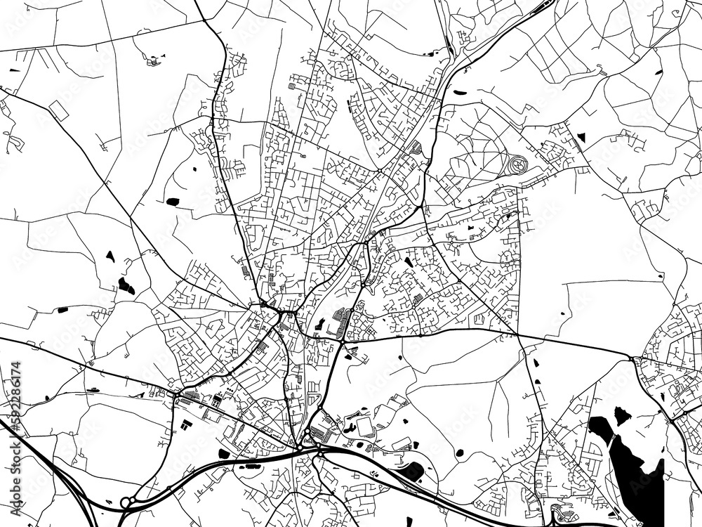 Obraz premium A vector road map of the city of Cannock in the United Kingdom on a white background.