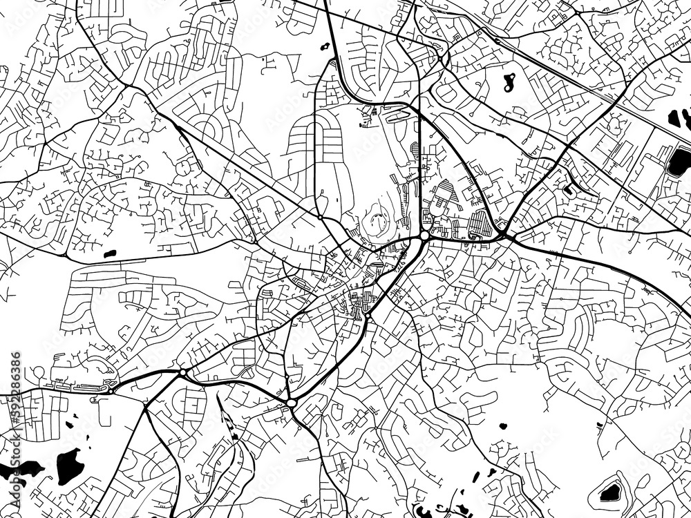 A vector road map of the city of  Dudley in the United Kingdom on a white background.