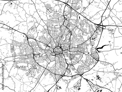 A vector road map of the city of  Coventry in the United Kingdom on a white background.