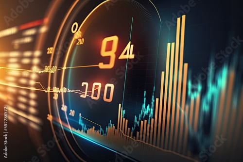 Business digital graph chart in stock trade market. Growth investment. Generative AI