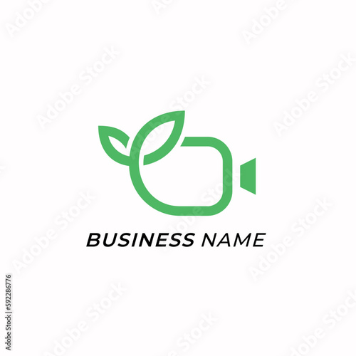 design logo combine leaf and film camera