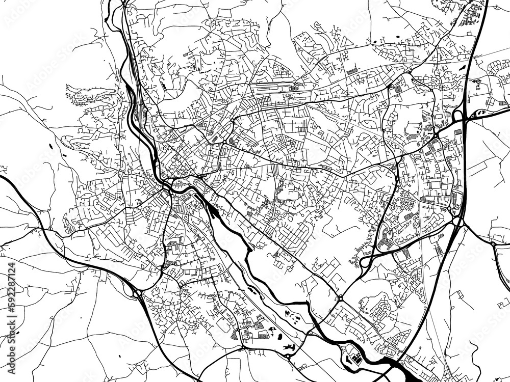 Fototapeta premium A vector road map of the city of Exeter in the United Kingdom on a white background.