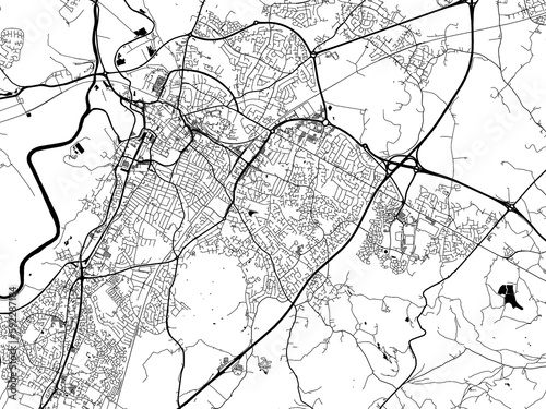 A vector road map of the city of Gloucester in the United Kingdom on a white background.